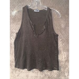 Vince Brown V-Neck Sleeveless Tank Small Womens light weight Lagenlook #764